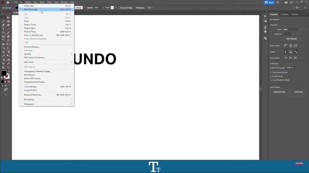 Process of undo in adobe illustrator